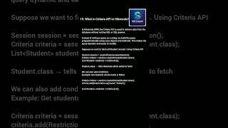 what is criteria api? mostly asked in every interview. #hibernate #java #interview #question #api