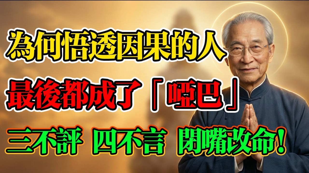 南懷瑾：為何悟透因果的人，最後都成了「啞巴」？學會三不評，四不言，沉默才是人生大智慧！#南懷瑾 #佛學智慧 #因果業力 #修心改命 #人生開悟 #佛學 #佛法 #修心法門 #正能量