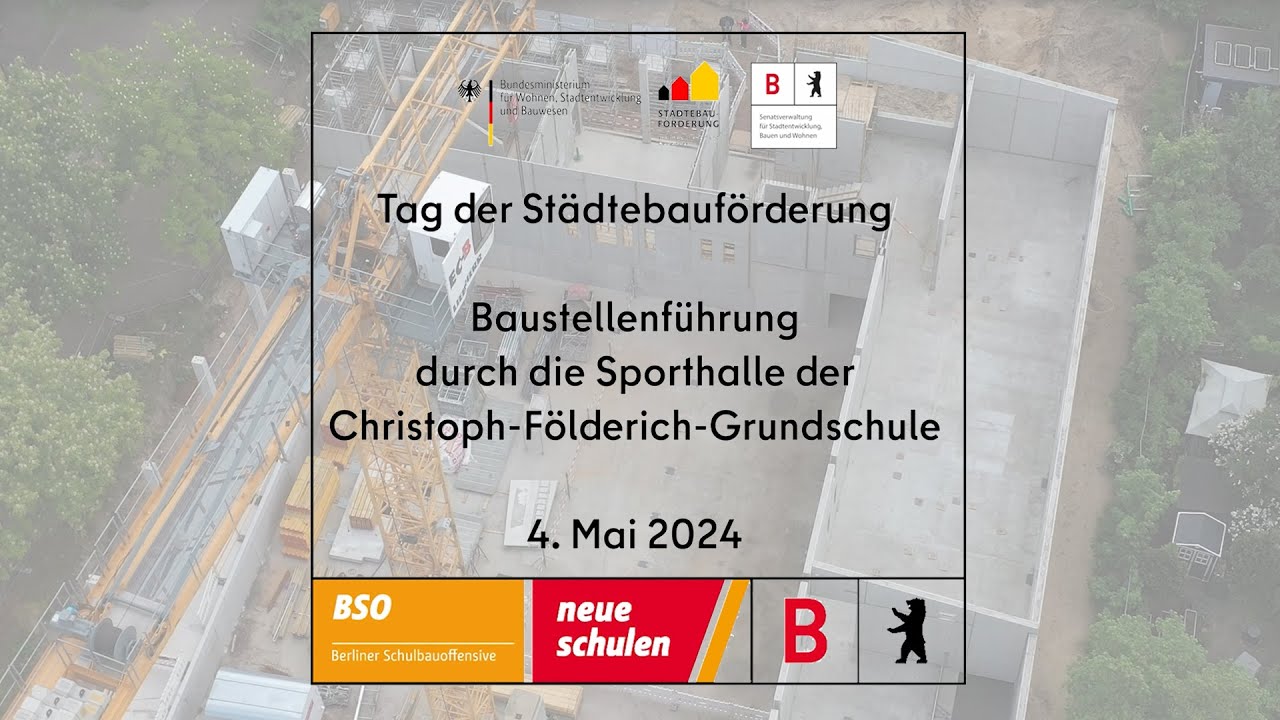 #BerlinerSchulbauoffensive: Baustellenrundgang durch die Sporthalle Christoph-Földerich-Grundschule