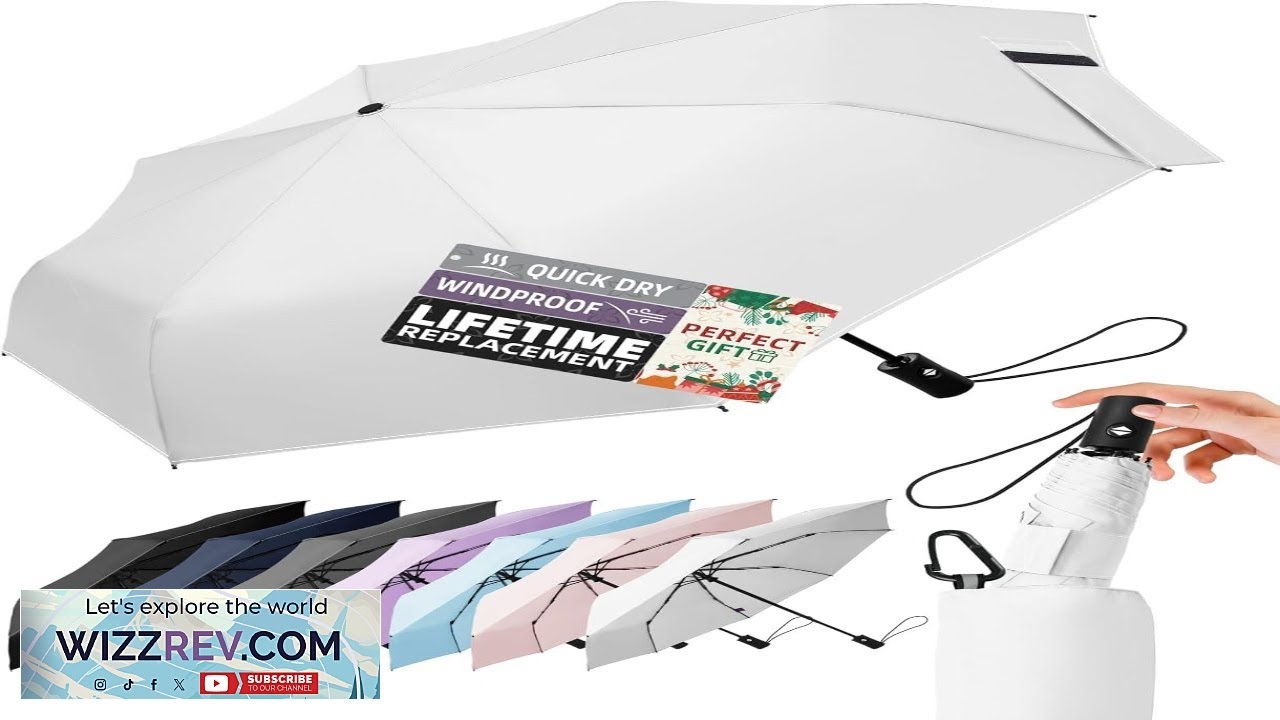 Travel Windproof Umbrella for Rain 43" Auto open close Folding Quick Dry Compact