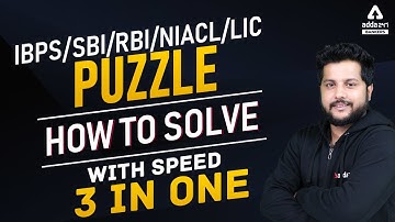 IBPS/SBI/RBI/NIACL/LIC | Puzzle How To Solve With Speed | 3 In One