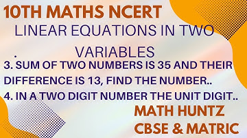 Sum of two numbers is 35 and their difference is 13, find the numbers.. 10th Maths Solutions in...
