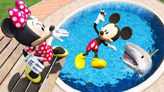 GTA 5 Mickey Mouse vs Minnie Mouse Water Ragdolls \& Fails Ep.8 [Euphoria Physics]