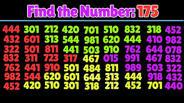 Find the Number "175". Test your eyes. Focus your mind. Number Challenge #iqtest