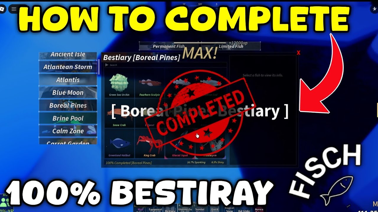 Как пройти 100% бестиарий «Бореальские сосны» в игре Fisch | Roblox