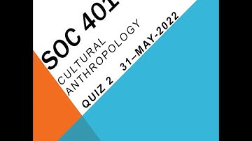 SOC401 Cultural Anthropology Quiz 1