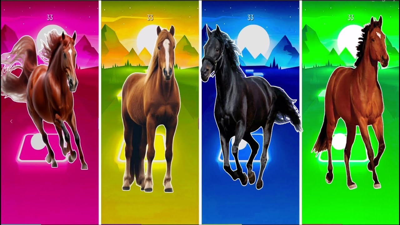 Funny the Horse🐎 🆚Funny Elephant v 🆚Funny Cow🐄 Funny Bull🦏Tiles Hop EDM Rush #tileshop​ #coffindance