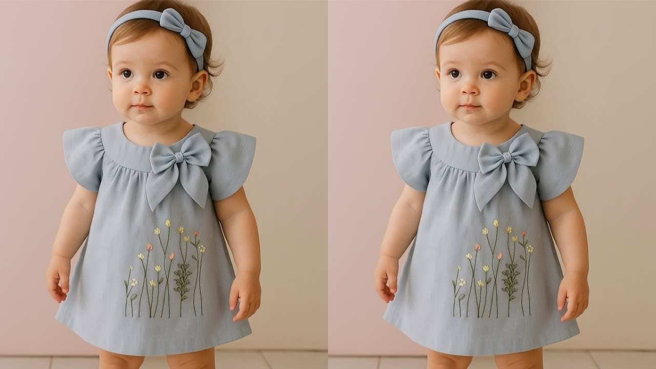 Round yoke baby girl frock cutting and stitching| Baby girl dress cutting and stitching tutorial Diy