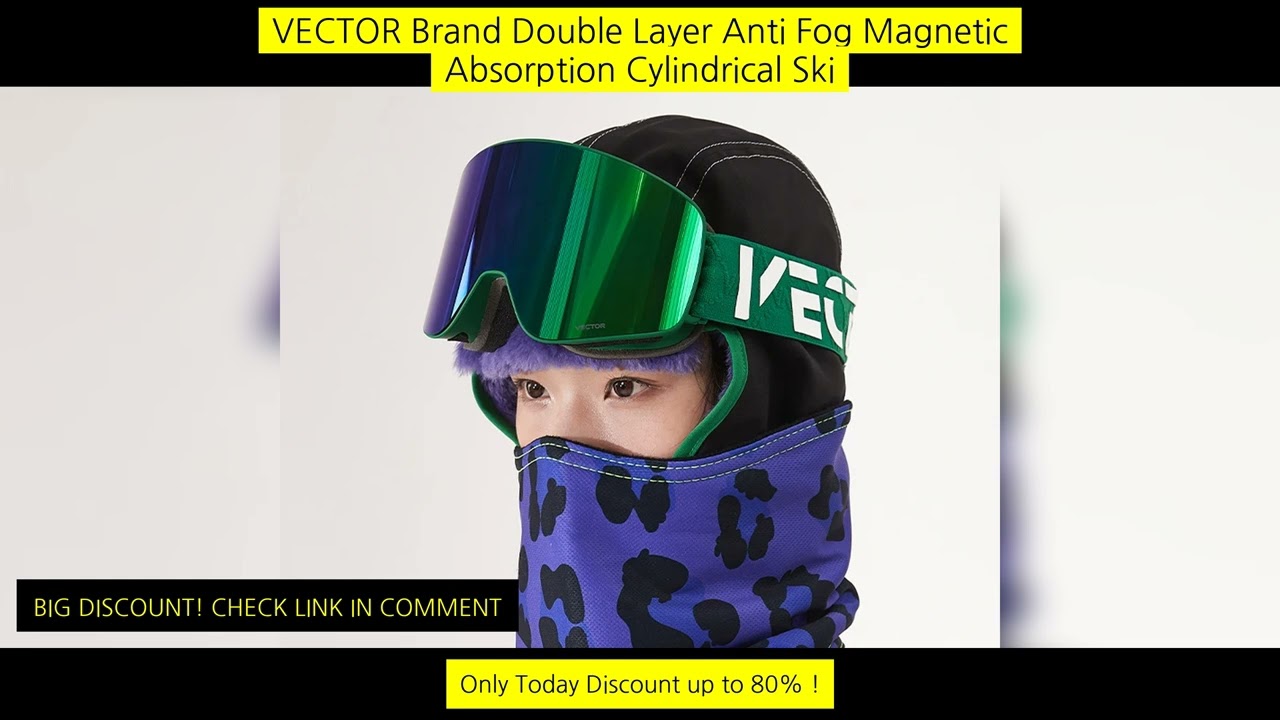 Vector Brand Double Layer Anti Fog Magnetic Absorption Cylindrical Ski Goggles