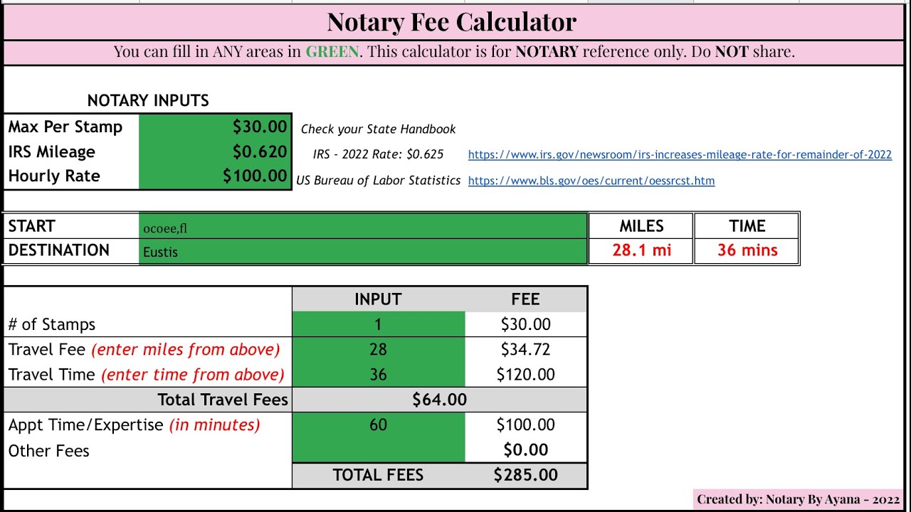 Notary Calculator - YouTube