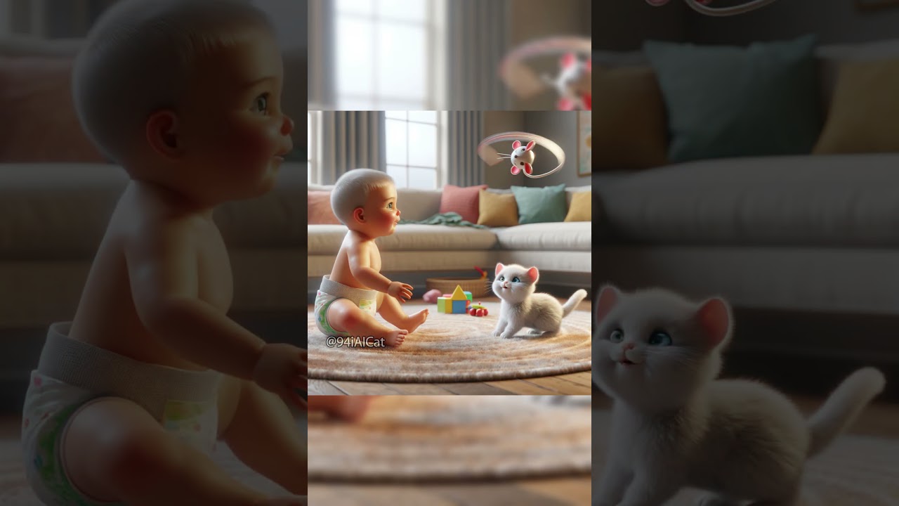 Kitten Clash: Whitey vs. Diaper Baby's Living Room Showdown🙀😿💕 