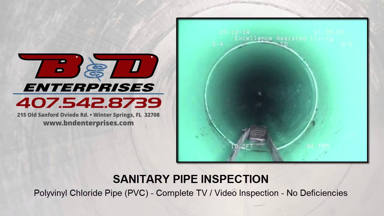 SANITARY PIPE INSPECTION PVC Complete TV / Video Inspection No