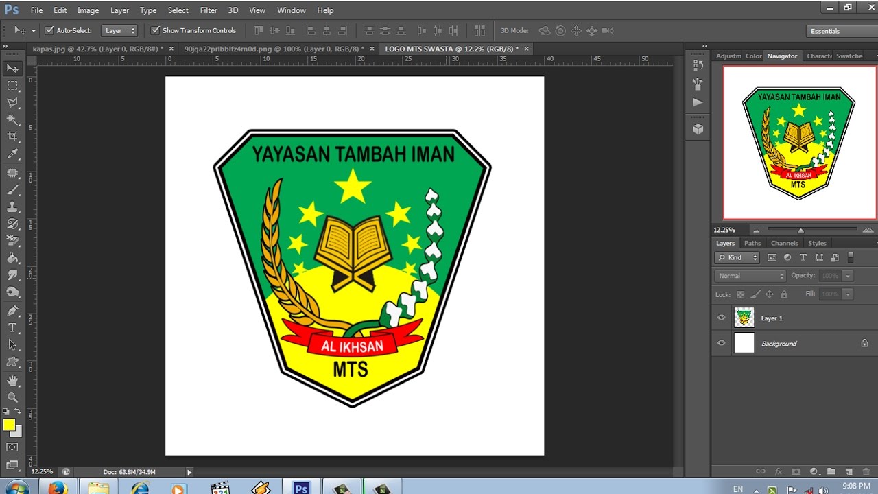 cara desain logo sekolah dengan photoshop YouTube