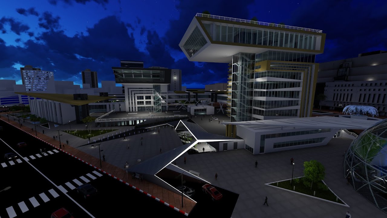3D projet architecture. centre d'affaires triple E  ALGER.  Sketchup et Lumion