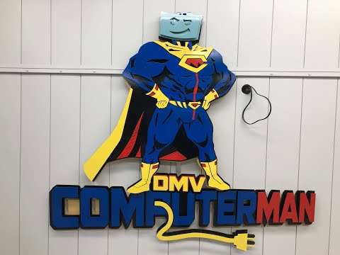Custom metal business signage - DMV Computerman