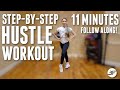 The hustle step by step  11 minute dance workout follow along