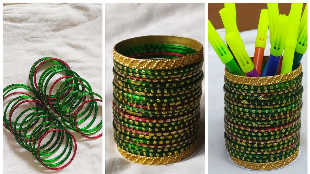 Waste Bangles Pen Stand | DIY Easy Bangles Craft | Best Out of waste | Pen holder | Pencil stand