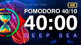 Pomodoro 40/10 ⏳ Deep Sea 🌊 Bioluminescent | 4K Ultra HD | Deep Work Focus Timer