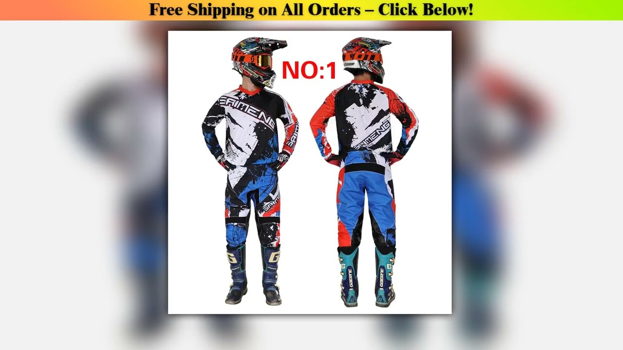 SIZE 20 22 24 26 28 saimeng children's enduro motocross gear set mx jersey pants motorcycle kits