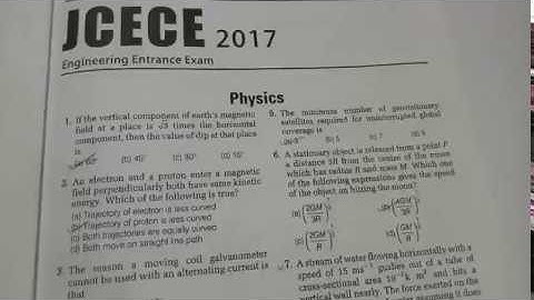 JCECE || 2017 question paper with answer key ||
