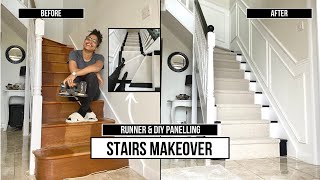 STAIRCASE MAKEOVER with DIY PANELLING | Stair Runner | Shade Shannon