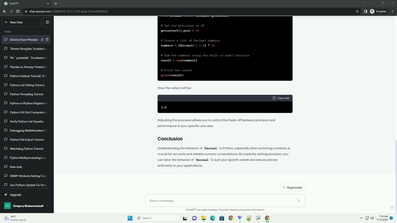 Python Decimal sum strange behavior