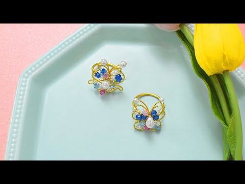 Beebeecraft DIY wrapped butterfly ring with aluminum wire