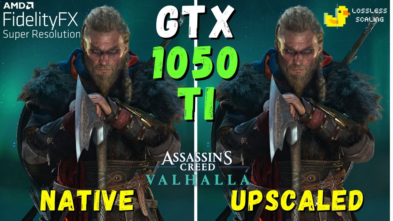 Lossless Scaling 1.5.3 - FidelityFX Super Resolution Mod - Assassin's creed  Valhalla - GTX 1050 Ti 