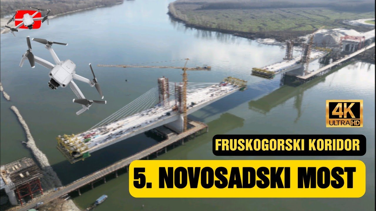5. most na Dunavu kod Novog Sada, Petrovaradin januar 2026 (dron video) 