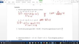 Section 11 3 Angle Between Two Vectors Example 1