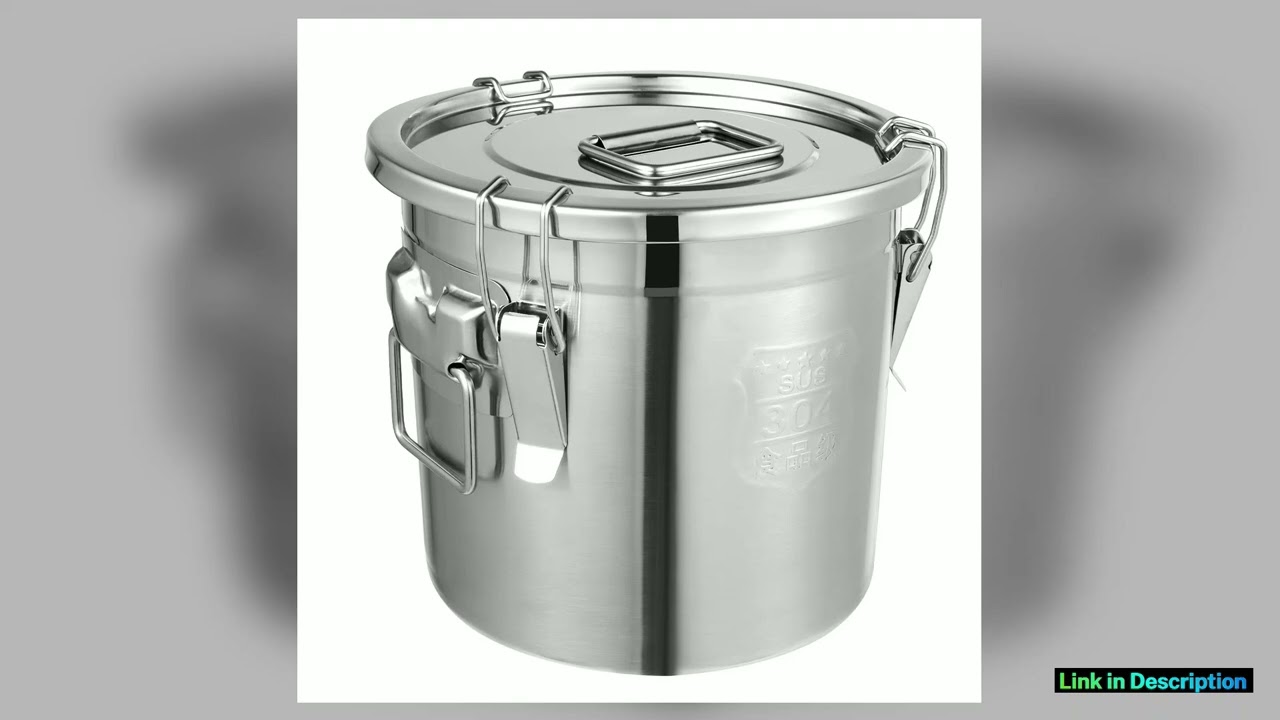 Bymaocar 12L 304 Stainless Steel Cereal Container Metal Kitchen Rice Oil Storage Bucket Airtight
