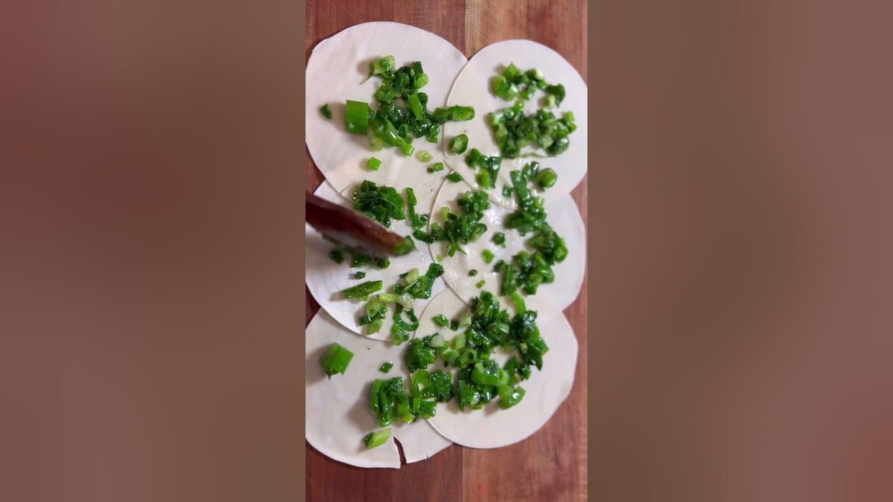 🥞Green Onions + Dumpling Wrappers ~Scallion Pancakes #shorts #snack