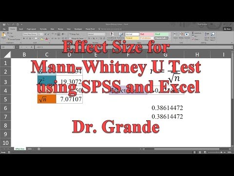 Calculate Effect Size for Mann Whitney U Test using SPSS and Excel