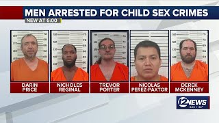 Five men arrested for child sex crimes