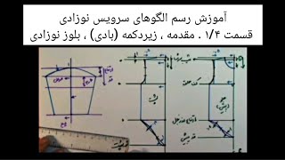 آموزش رسم الگوهای سرویس نوزادی. قسمت ۱/۴ . مقدمه ، زیردکمه (بادی) ، بلوز نوزادی (ویدیو شماره 24)