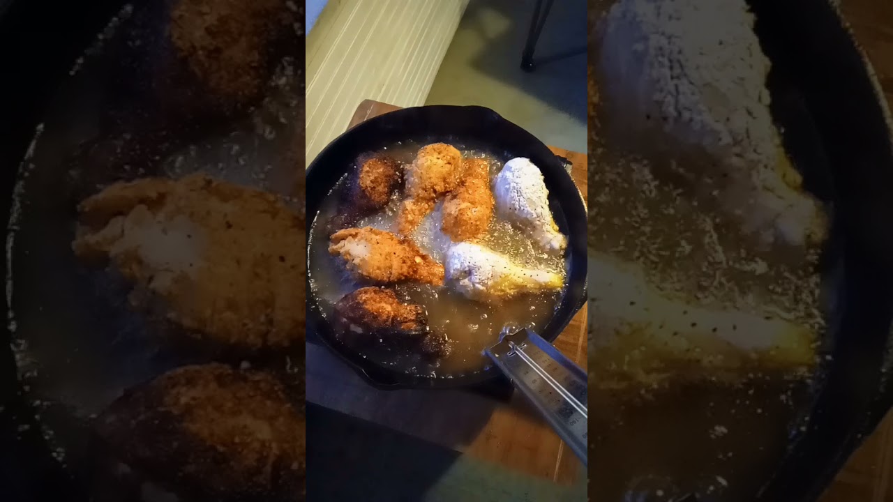 Shallow fried chicken on a rainy day 