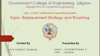 Distributed Shared Memory: Replacement Strategy and Thrashing in DSM