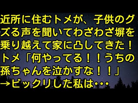 【スカッとする話】近所に住むトメが、子供のグズる声を聞いてわざわざ塀を乗り越えて家に凸してきた！トメ「何やってる！！うちの孫ちゃんを泣かすな！！」→ビックリした私は・・・　スカッとしようぜチャンネル