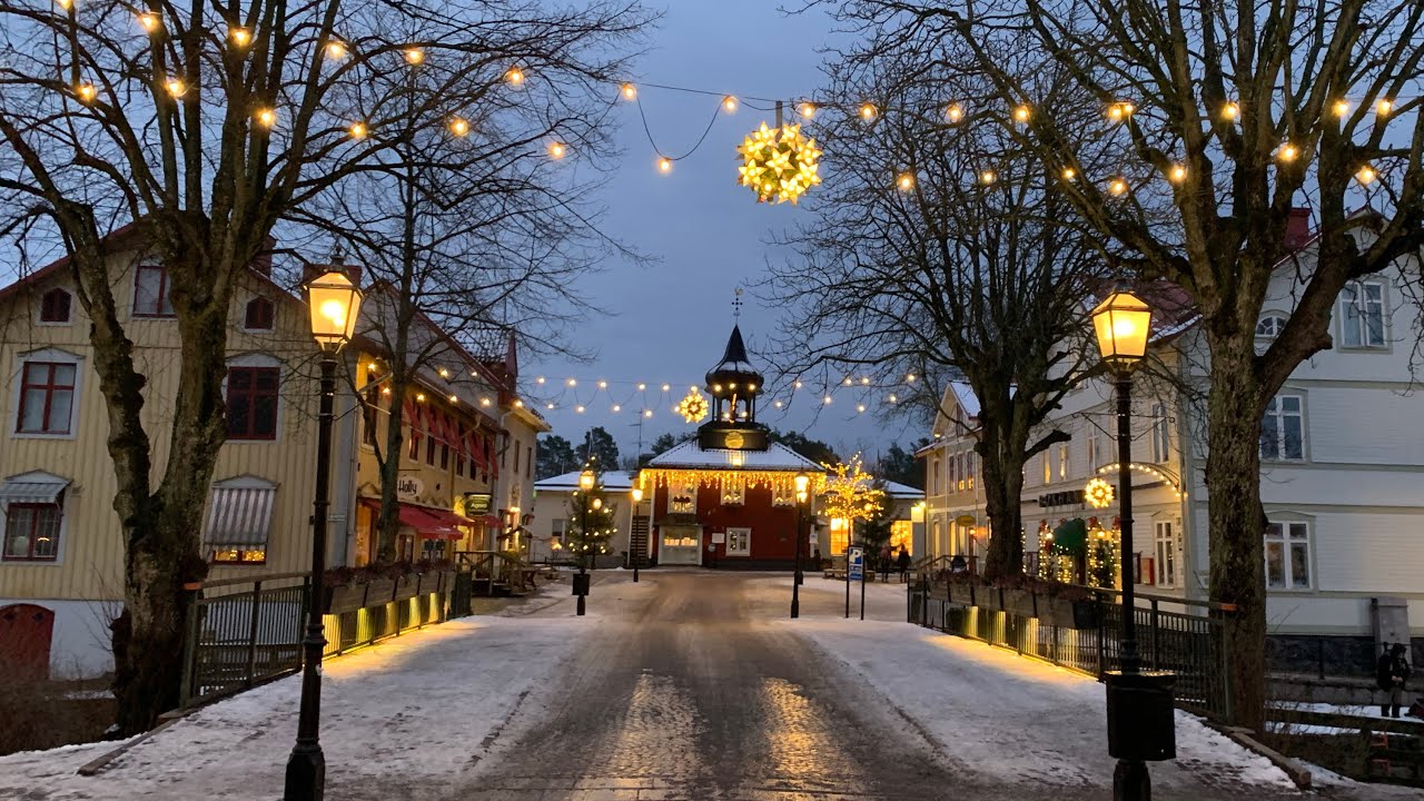 Sweden Small Town Walk Trosa. Romantic and picturesque. Ambient sound