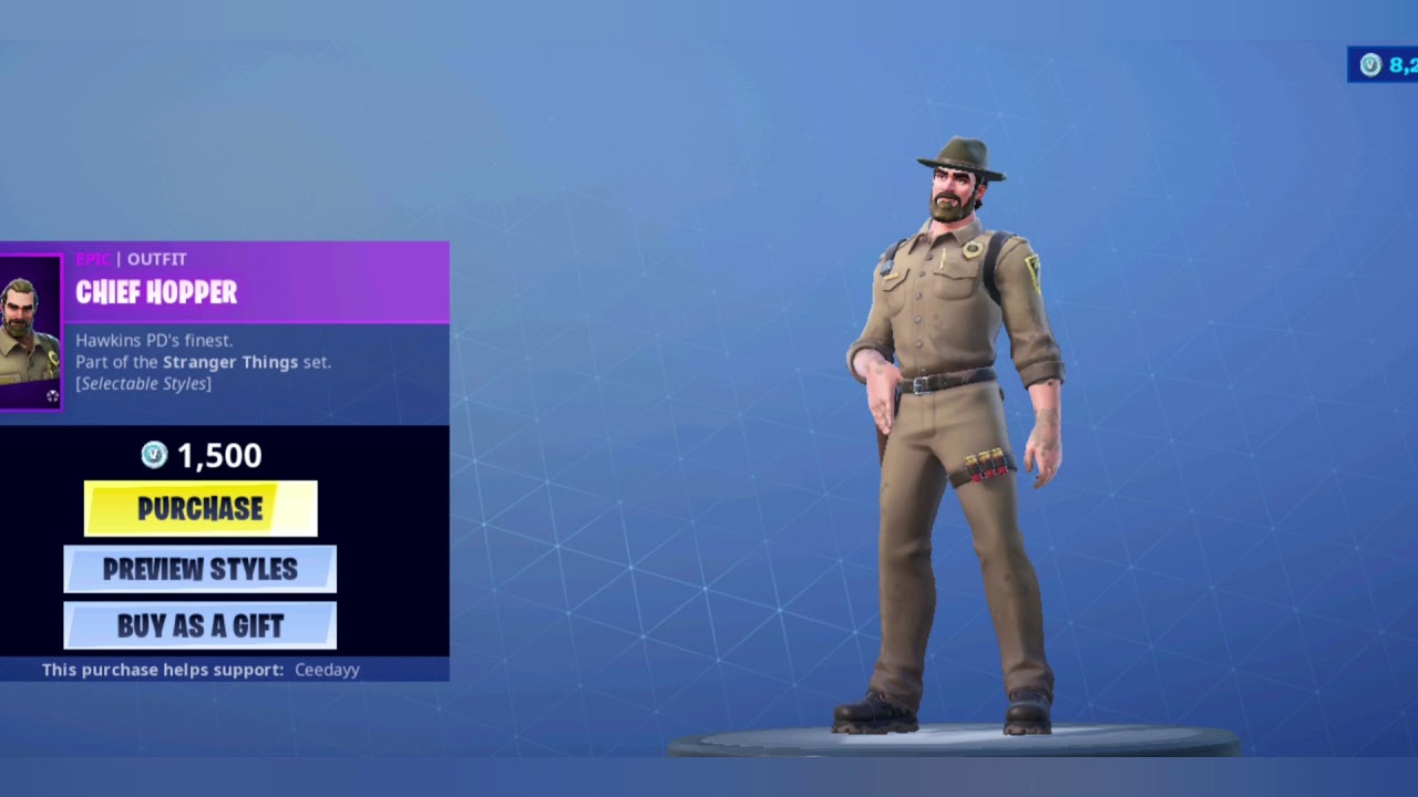 New Chief Hopper Skin With Styles Fortnite Item Shop