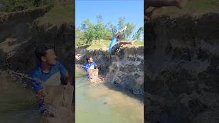 The Boy Fell Off The River Bank.