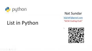 Python List for GCSE (Y9, Y10 & Y11) UK