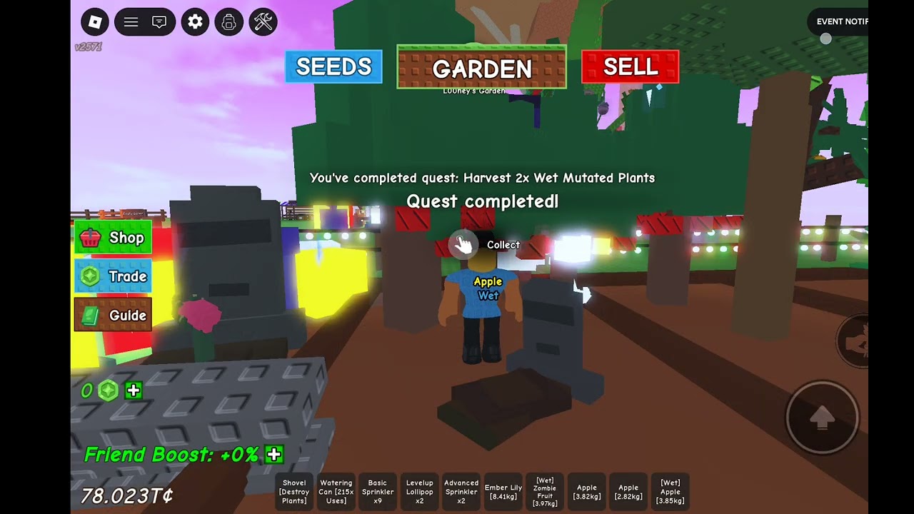 Playing grow a garden part 1