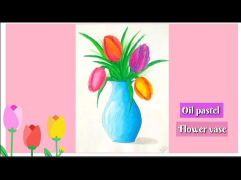 How to draw a flower vase step by step with oil pastel - YouTube
