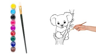 Koala easy coloring page for kids | page color art