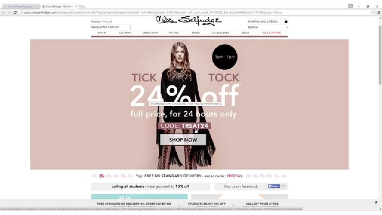 Miss Selfridge Voucher Codes, Discount Codes - How to Activate?