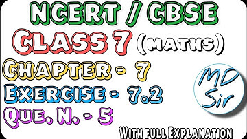 Congruence of Triangles | Class 7 Maths | Exercise 7.2 Que. 5 | Chapter 7 | NCERT | Md Sir