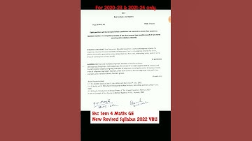 Sem 4 Maths GE New Revised Syllabus VBU [ for 2020-23 & 2021-24 only.] #UG