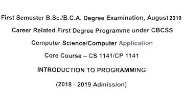 #1 IP | INTRODUCTION TO PROGRAMMING previous question paper | KERALA UNIVERSITY | BSc CS/ B.C.A | KU