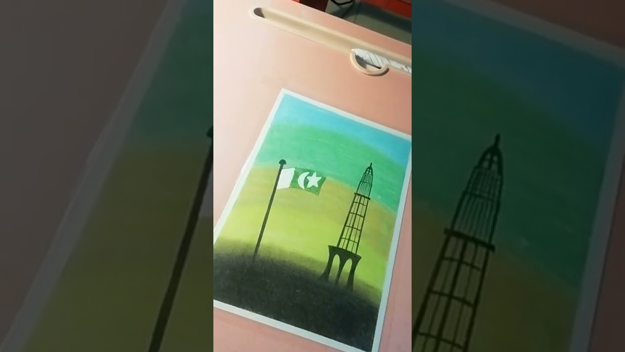Pakistan Resolution Day Oil Pastel Drawing | Oil pastel drawing for beginners #7 | Short29